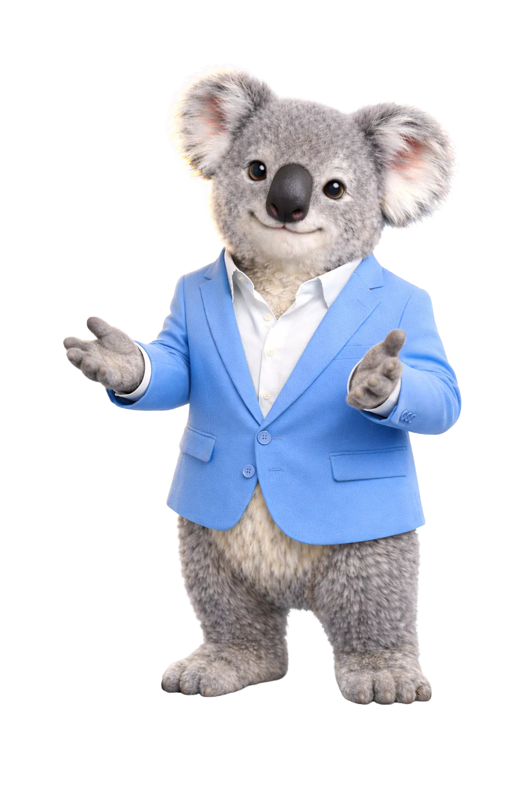Agent K, the Agent Finance koala mascot explaining the process